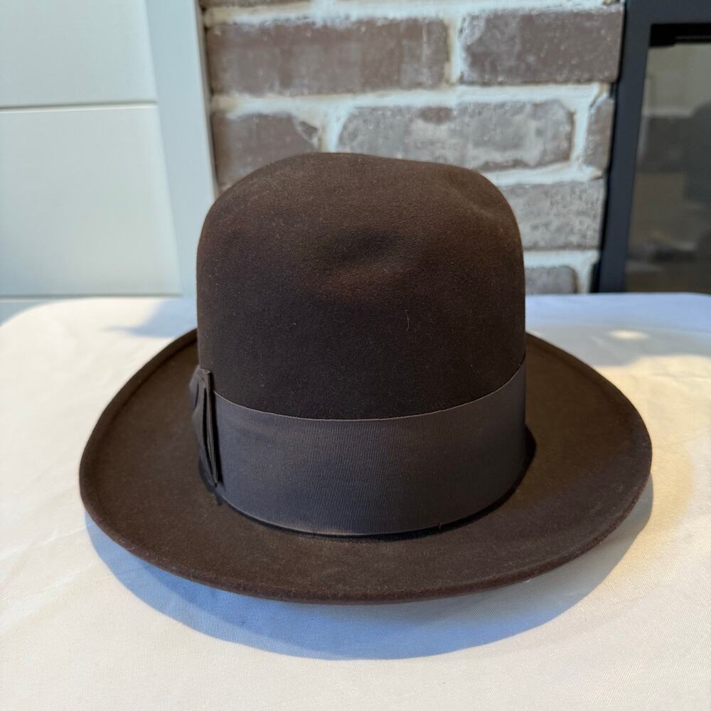 Knox Twenty New York Custom Edge Fedora Hat Vintage 1950’s Brown/Black Sz 7 1/8 - Picture 3 of 7